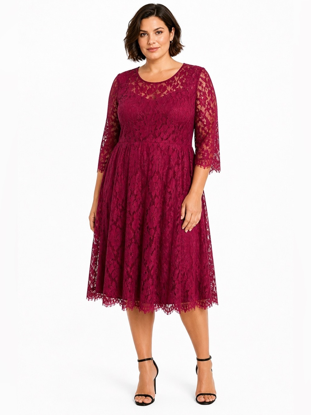 Torrid Dress Lace Cocktail Party‎ Midi Dark Red Magenta Size 14